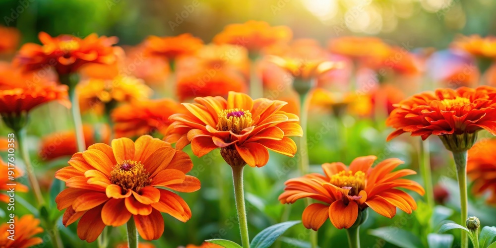 Vibrant orange flowers blooming in a lush garden , nature, spring, summer, blossom, plant, garden, yellow, vibrant, colorful