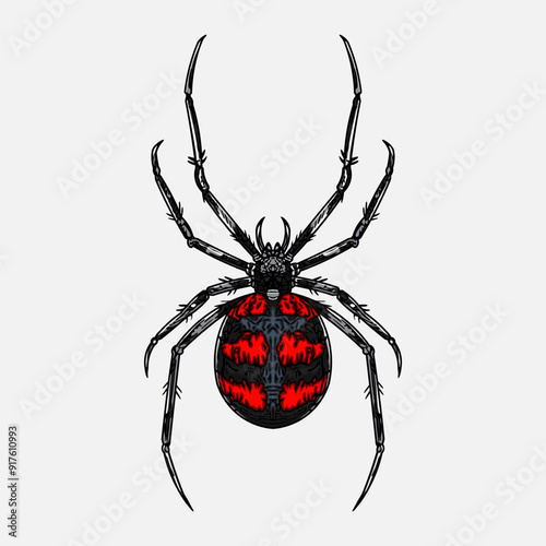 Red black spider vector illustration