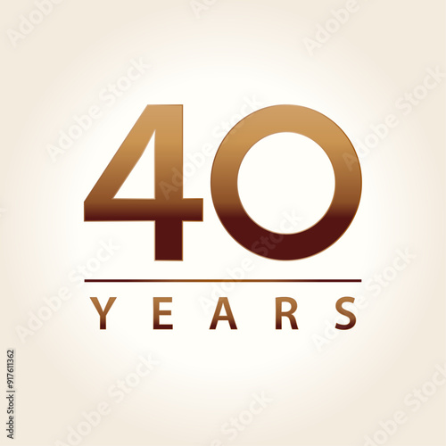 40 years for celebration events, anniversary, commemorative date. brown fourty years logo light background