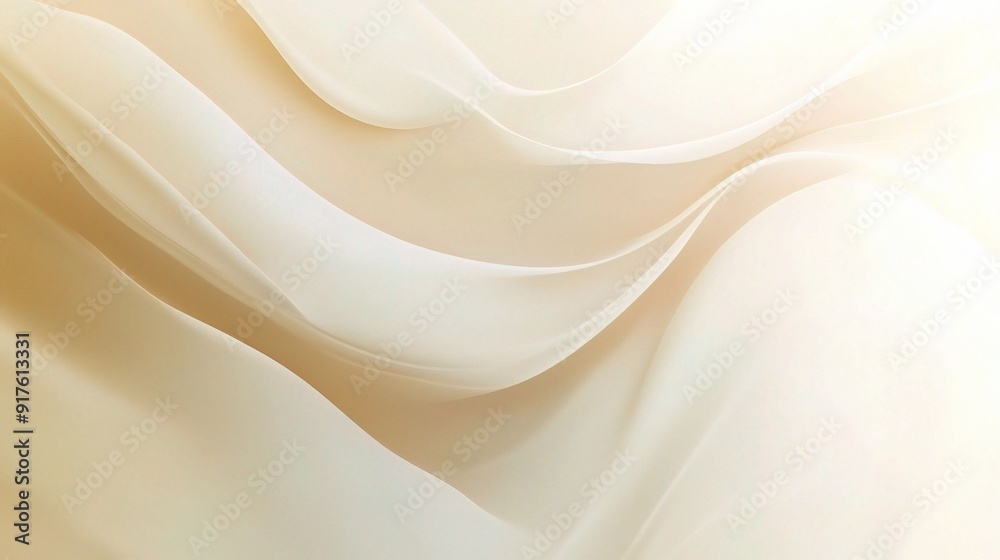 Fototapeta premium Creamy Silk Drapery: Soft, flowing folds of luxurious cream-colored silk create an elegant and sensual abstract background. 