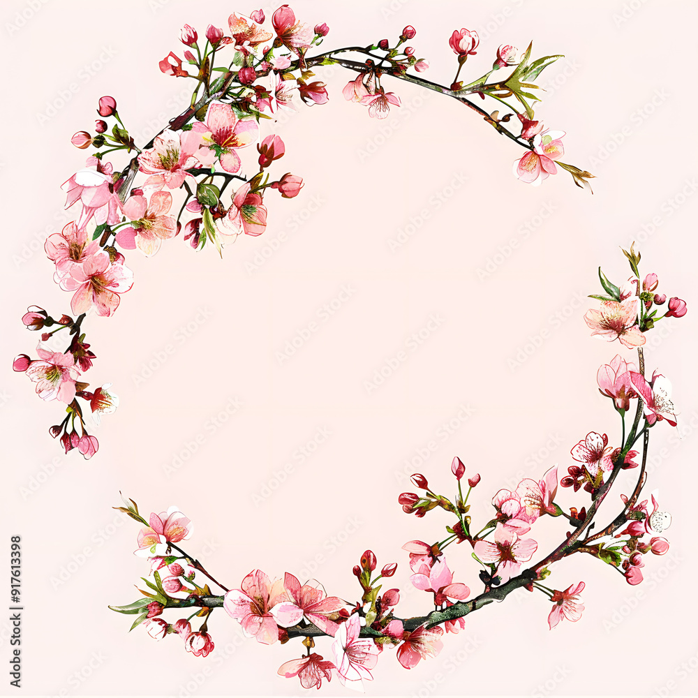 Cherry blossom floral frame illustration Cherry blossom floral frame illustration