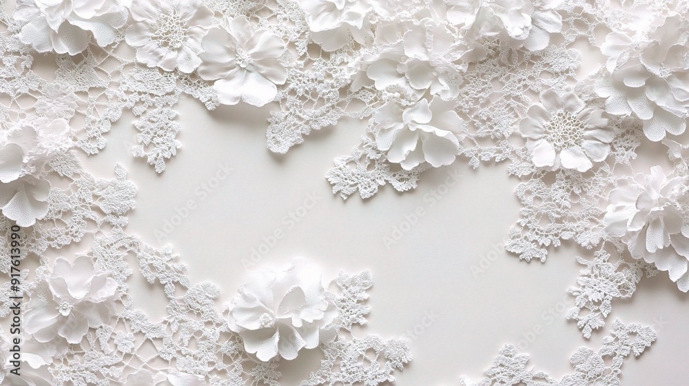 Delicate White Lace Floral Frame: Romantic Background for Wedding or Special Occasions Delicate White Lace Floral Frame: Romantic Background for Wedding or Special Occasions