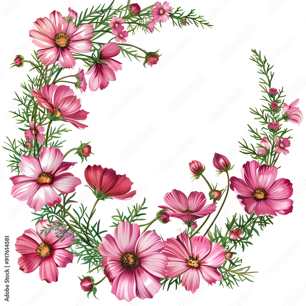 Cosmos floral frame illustration Cosmos floral frame illustration