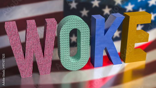 The woke text for modern social justice movements 3d rendering. photo