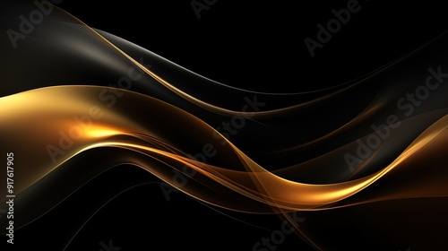 Abstract gold and black wavy background.
