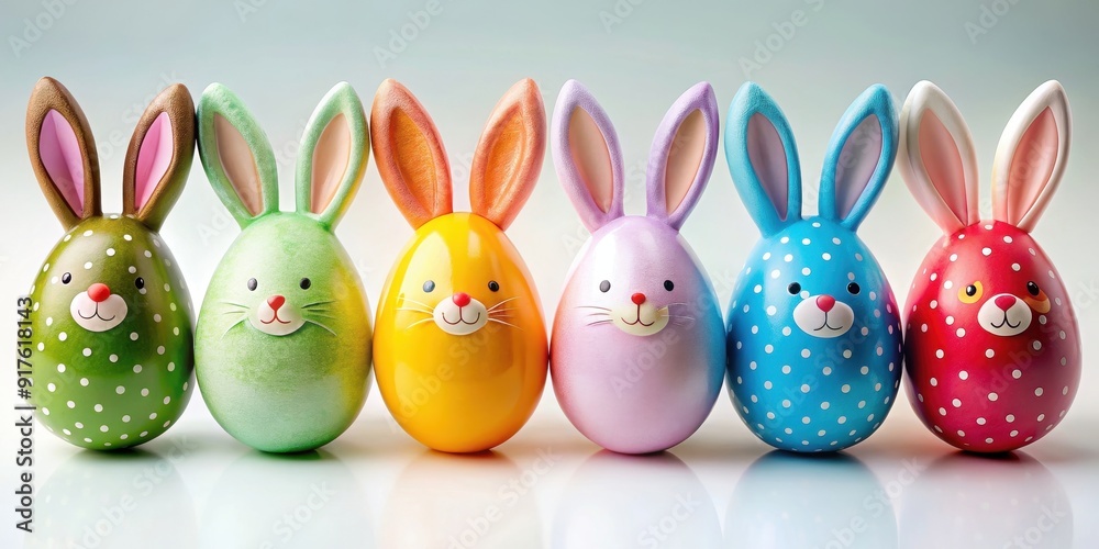 Bunny-shaped Easter eggs in various colors and designs, Easter, holiday, spring, bunny, rabbit, eggs, pastel, colorful Bunny-shaped Easter eggs in various colors and designs, Easter, holiday, spring, bunny, rabbit, eggs, pastel, colorful