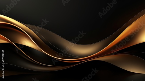 Abstract gold and black wavy background.