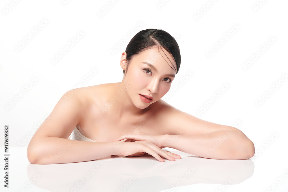 Beautiful young asian woman with clean fresh skin on white background, Face care, Facial treatment, Cosmetology, beauty and spa, Asian women portrait. Beautiful young asian woman with clean fresh skin on white background, Face care, Facial treatment, Cosmetology, beauty and spa, Asian women portrait.