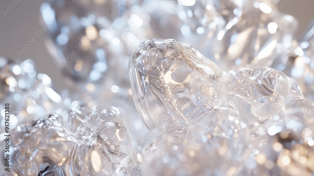 Abstract Close-up of Shimmering Translucent Bubbles with Light Play Abstract Close-up of Shimmering Translucent Bubbles with Light Play