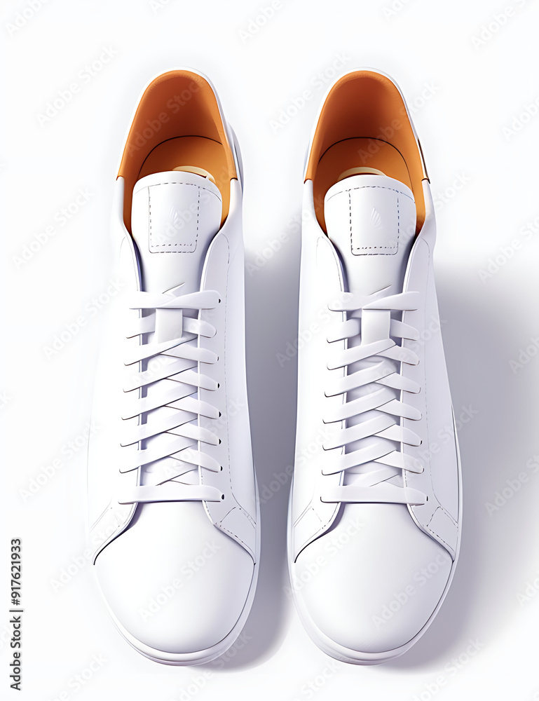 High-Quality Mock-Up of a Classic White Sneaker with Clean Lines and Textured Details on a Plain White Background, Featuring Generous Copy Space for Branding or Design Elements High-Quality Mock-Up of a Classic White Sneaker with Clean Lines and Textured Details on a Plain White Background, Featuring Generous Copy Space for Branding or Design Elements