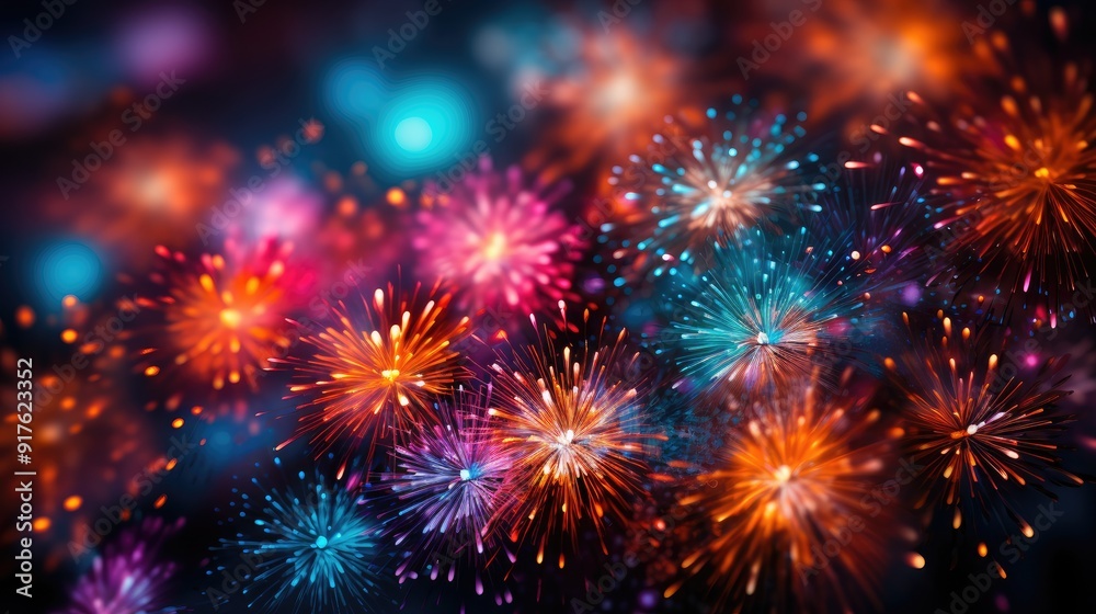 Fototapeta premium Colorful firework background