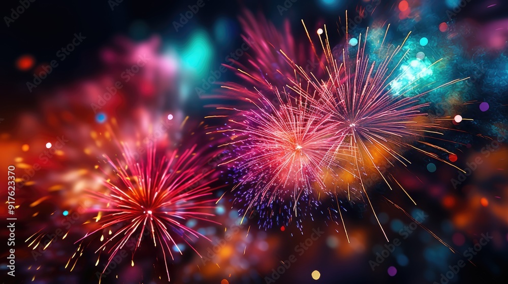 Fototapeta premium Colorful firework background 