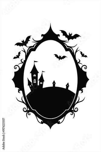 A spooky Halloween frame featuring a spider web and pumpkin black border. Ideal for cards, posters, and digital decorations, this vector illustration adds a creepy touch to your designs.