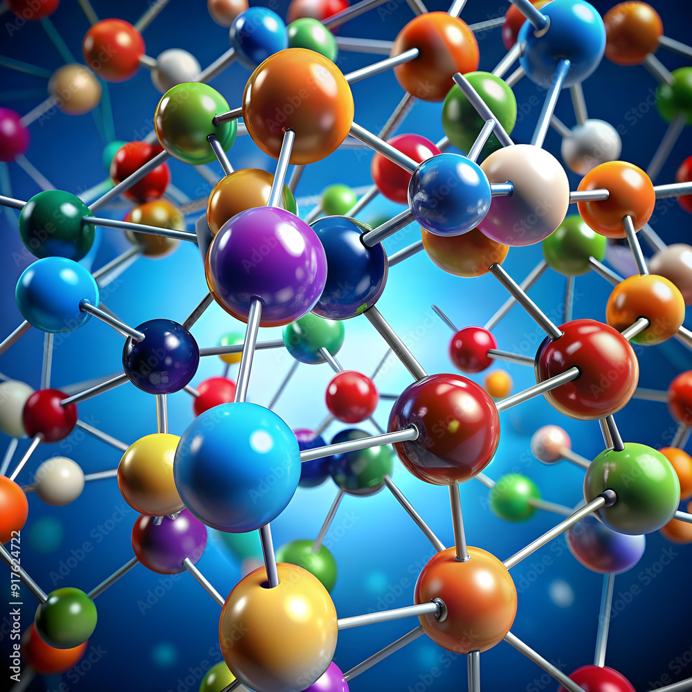 Obraz premium colourful atoms forming molecular structure