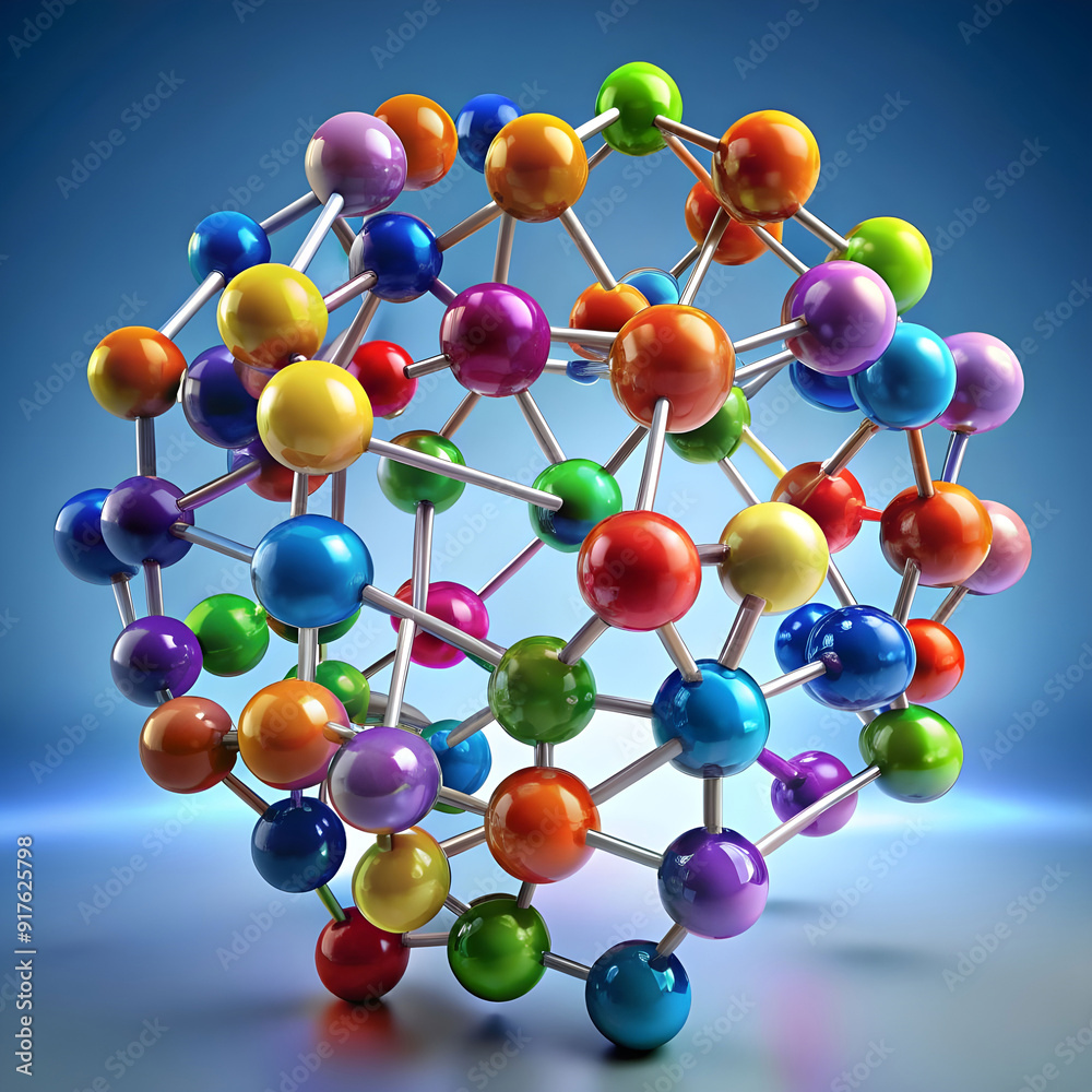 colourful atoms forming molecular structure colourful atoms forming molecular structure
