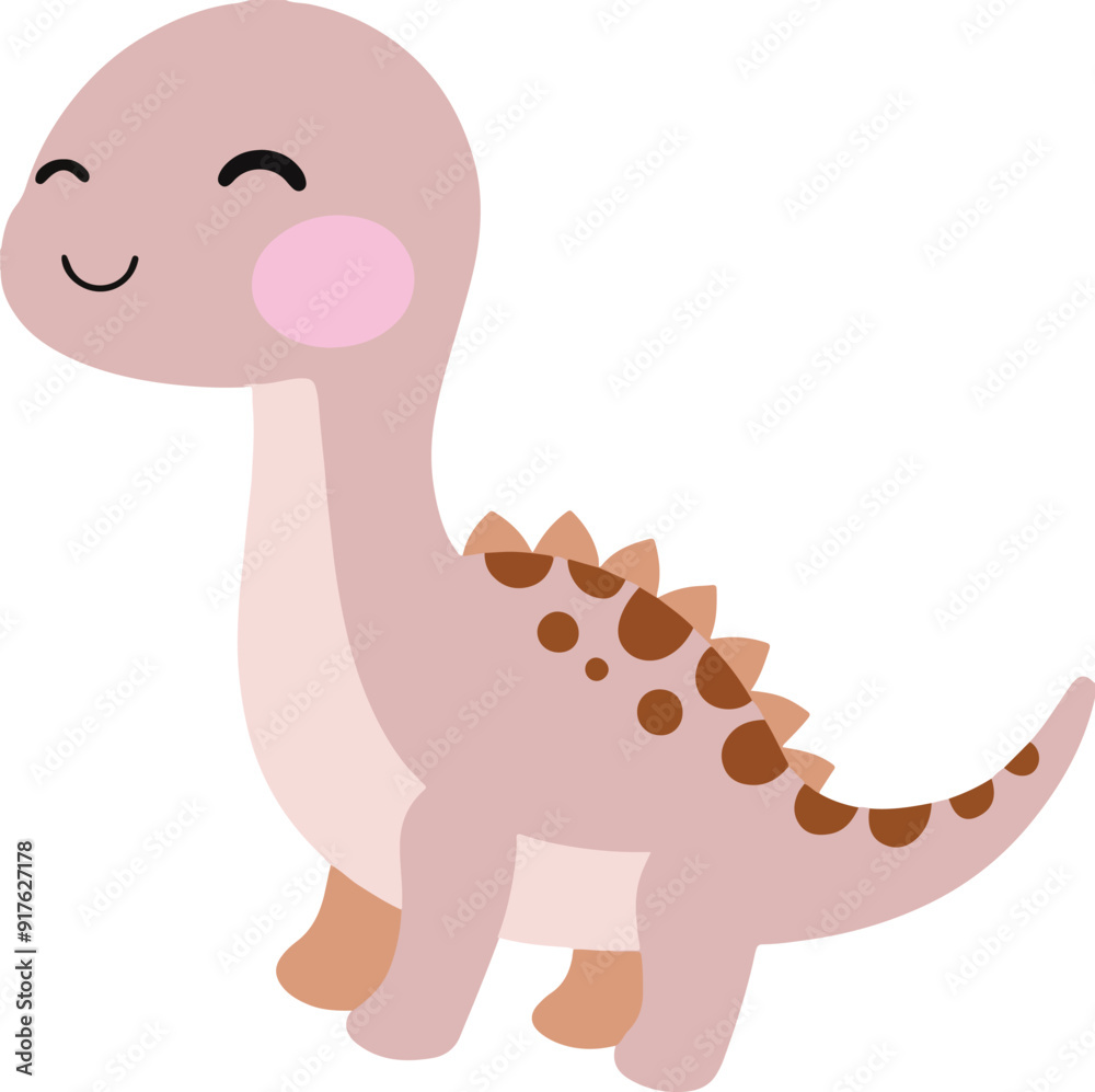 Cute Brown Happy Cartoon Dinosaur Illustration Cute Brown Happy Cartoon Dinosaur Illustration