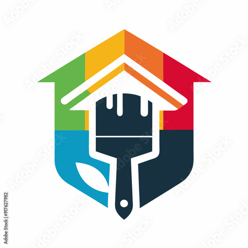 Modern painting service, decor, and repair of multicolour icon vector art Illustrations.