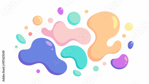 Colección de formas líquidas abstractas, elementos de diseño modernos en tonos pastel