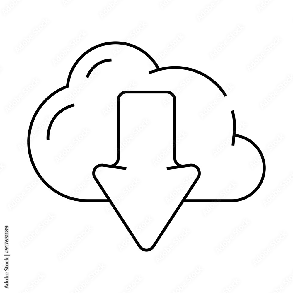 download file from cloud line icon vector. download file from cloud sign. isolated contour symbol black illustration