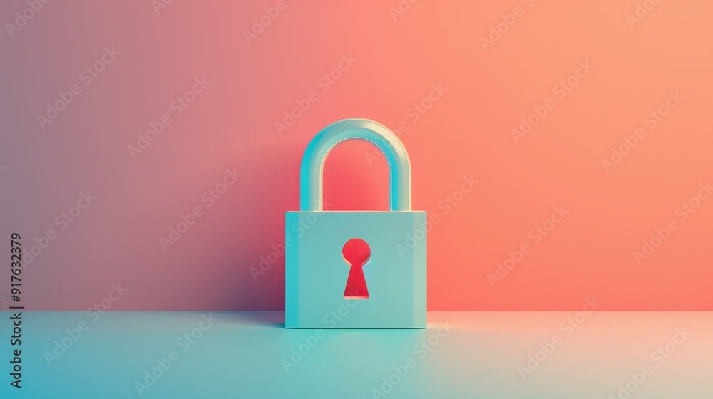 A modern padlock with a keyhole, set against a vibrant gradient background, security and protection. A modern padlock with a keyhole, set against a vibrant gradient background, security and protection.