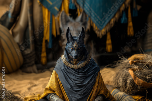 Guardian of the Afterlife : Anubis Rises in Golden Splendor - Generative AI
