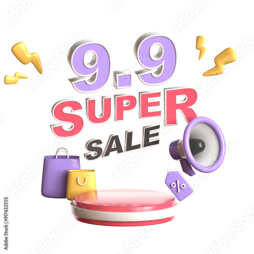 3d rendering of e-commerce graphic resource for sales and promotions