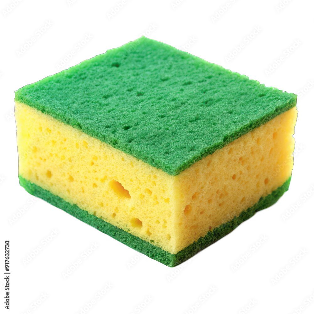 Green and yellow Sponge isolated on transparent background