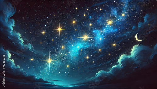 美しい星空のイラスト