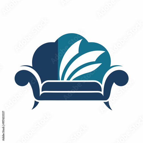 Creative sofa logo design vector art Illustration.