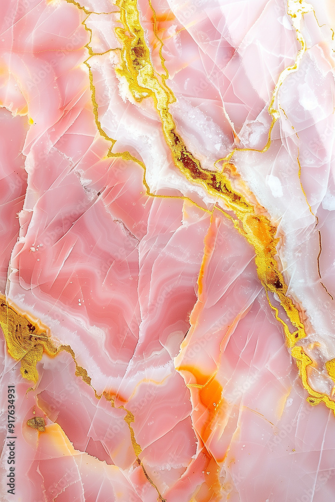Luxury pink marble with golden veins, polished onyx background Luxury pink marble with golden veins, polished onyx background