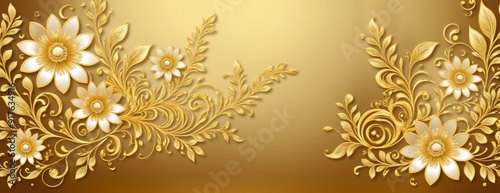 Wallpaper Mural Luxurious Close-Up of Small Golden Flowers in Scattered Pattern Torontodigital.ca
