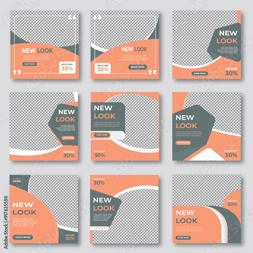 Set of Editable square banner template and new fashion sale Instagram post
