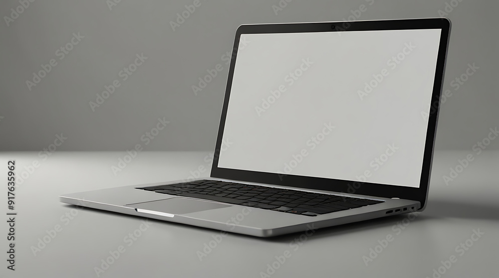 High-Resolution Mock-Up of a Sleek Laptop with a Matte Finish and Thin Bezel on a Plain White Background, Featuring Generous Copy Space for Branding or Custom Graphics High-Resolution Mock-Up of a Sleek Laptop with a Matte Finish and Thin Bezel on a Plain White Background, Featuring Generous Copy Space for Branding or Custom Graphics