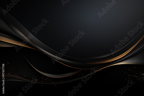 Abstract black and gold wave background with a hint of sparkle.