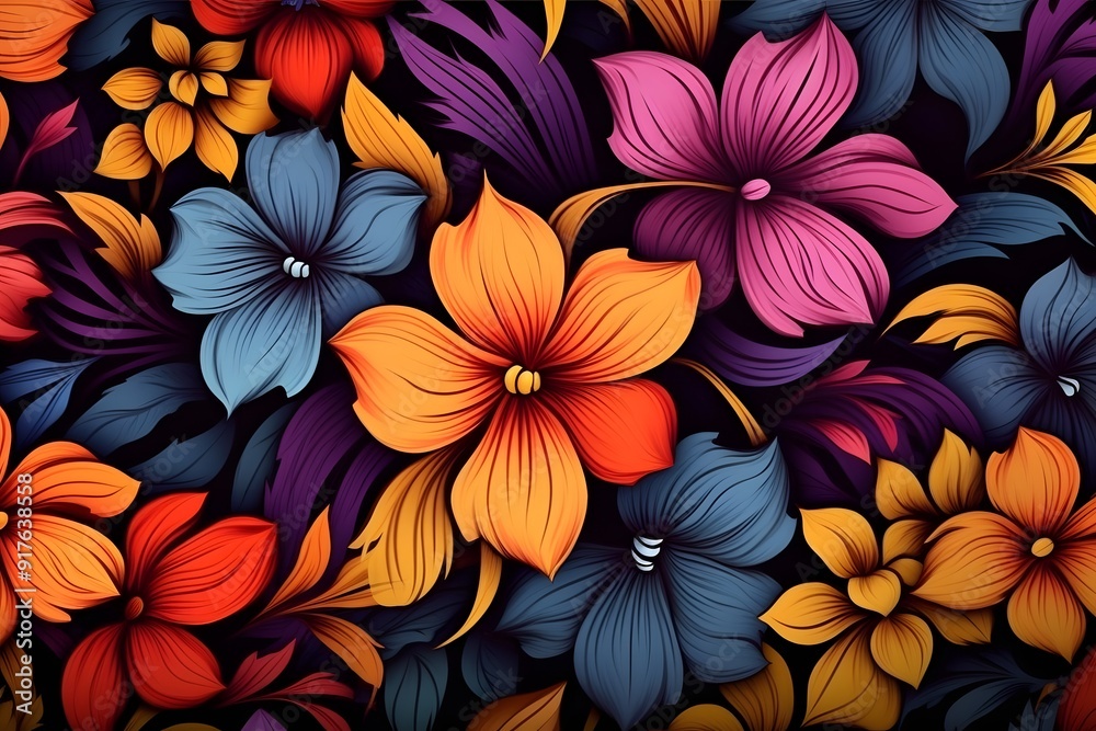 A colorful bouquet of flowers is displayed in a blue background
A colorful bouquet of flowers is displayed in a blue background