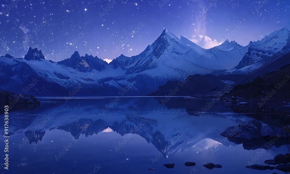 Night Sky Reflection in Mountain Lake Night Sky Reflection in Mountain Lake