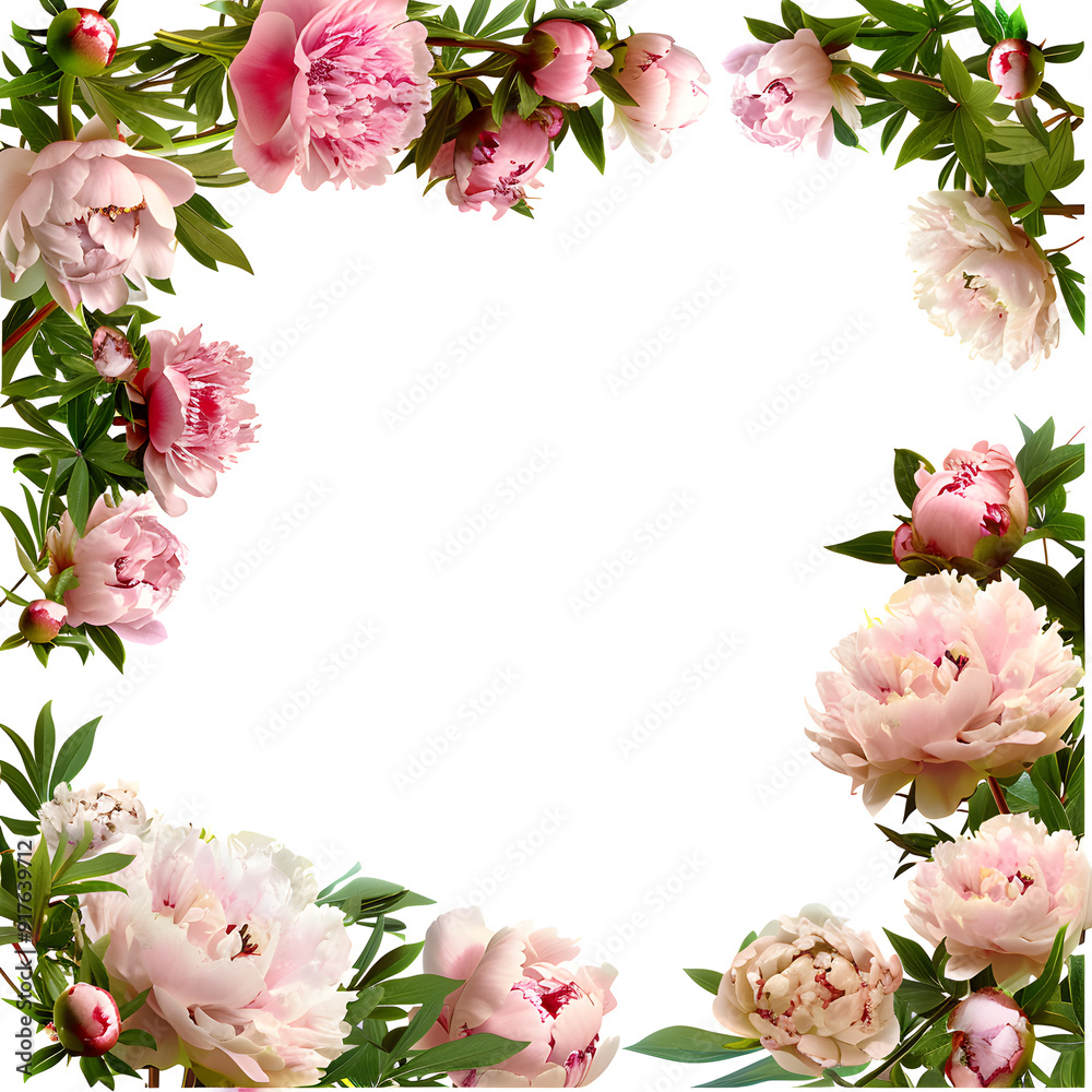 Peony floral frame illustration Peony floral frame illustration