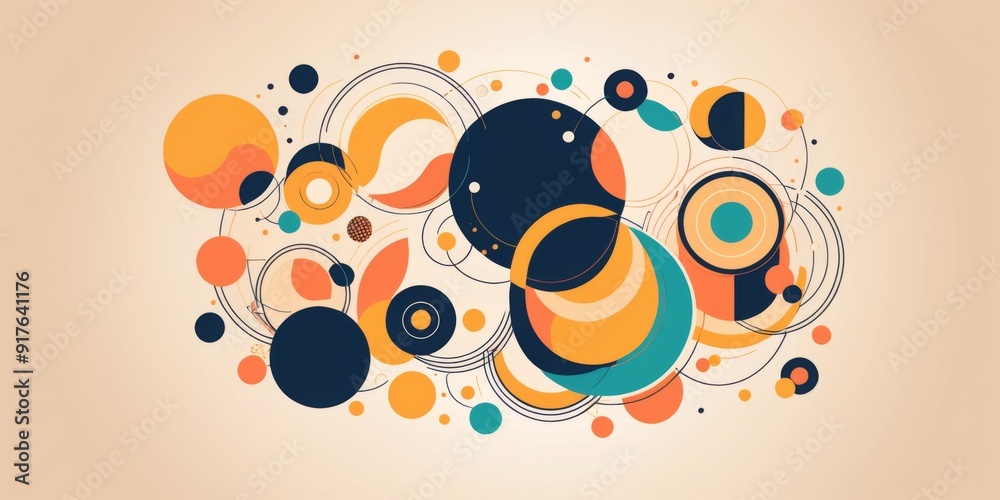 Fototapeta premium Abstract digital art with vibrant overlapping circles on texture