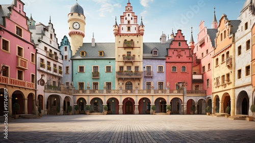 Colorful historic building located in a town square in Cochem, Germany  