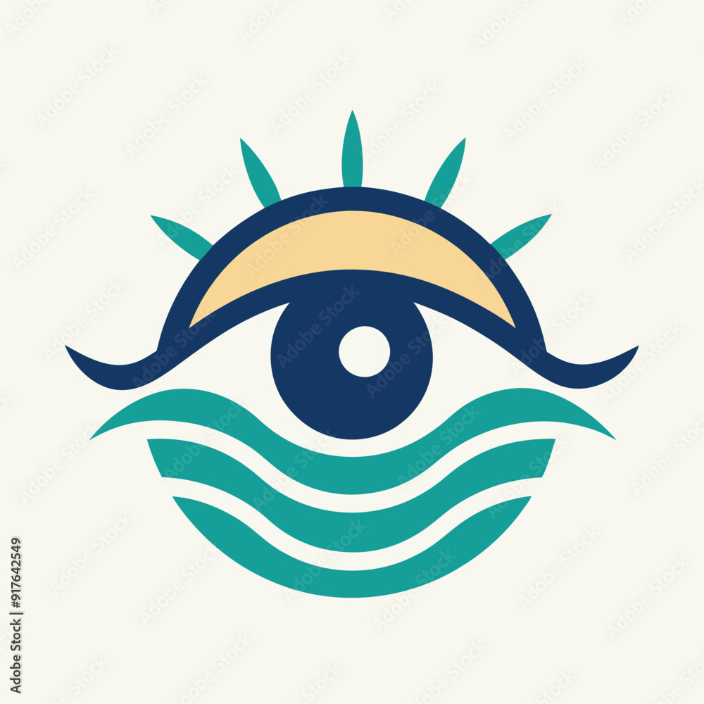 Eye with Beach Logo Icon Symbol Vector Designs Illustration. Eye with Beach Logo Icon Symbol Vector Designs Illustration.