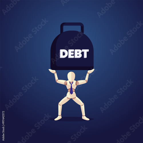 Debt burden on a businessman is an appropriate example of financial troubles, such as being unable to pay debts, entrepreneurs getting into trouble, and a lack of money for business and finance poster