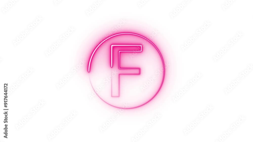 Abstract Bright Neon Light Letter Icon Animation, Neon Alphabet Symbol on Transparent White Background. Abstract Bright Neon Light Letter Icon Animation, Neon Alphabet Symbol on Transparent White Background.