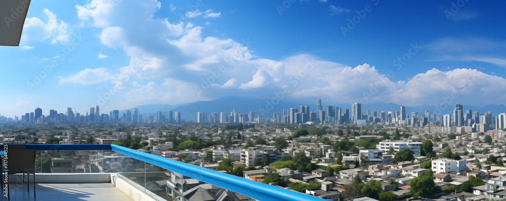 Picture of a luxury condominium high-rise building with multiple balconies and ...