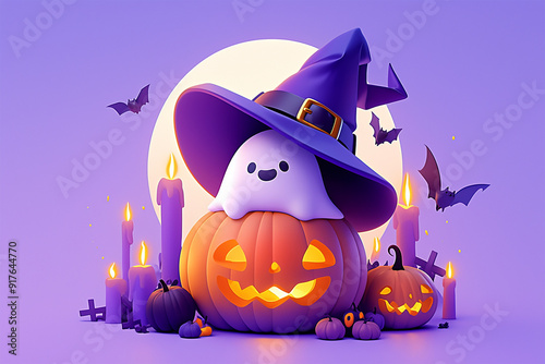 3d Halloween background, Halloween theme background, cute Halloween theme