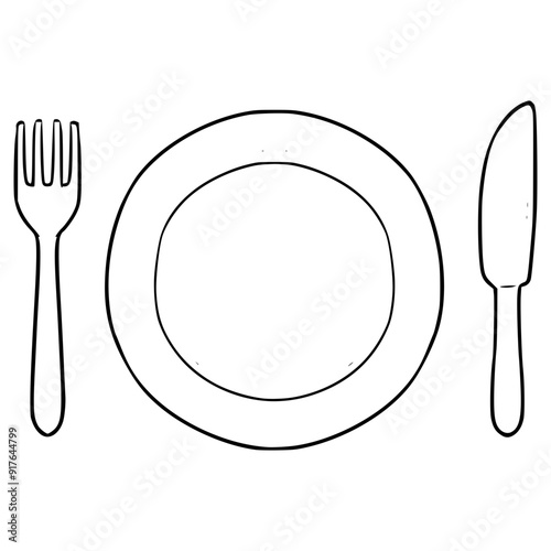 table plate manner "start" illustration hand drawn outline vector