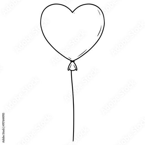 love shaped balloon illustration hand drawn outline vector