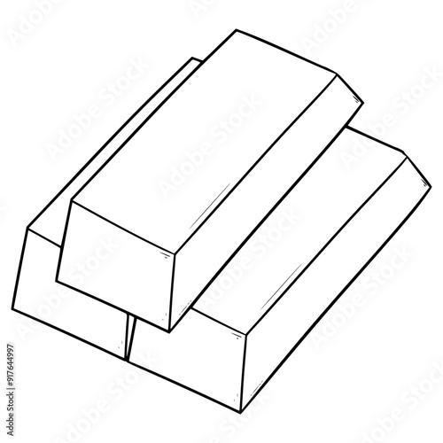 stacking gold bars illustration hand drawn outline vector