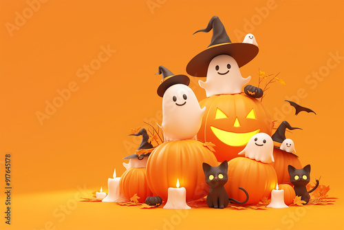 3d Halloween background, Halloween theme background, cute Halloween theme