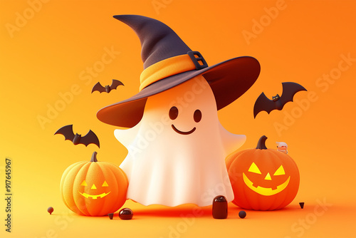 3d Halloween background, Halloween theme background, cute Halloween theme