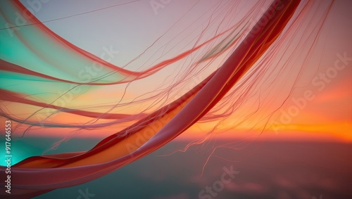 Vibrant silk fabric suspended in mid-air, captured on a cinematic digital canvas